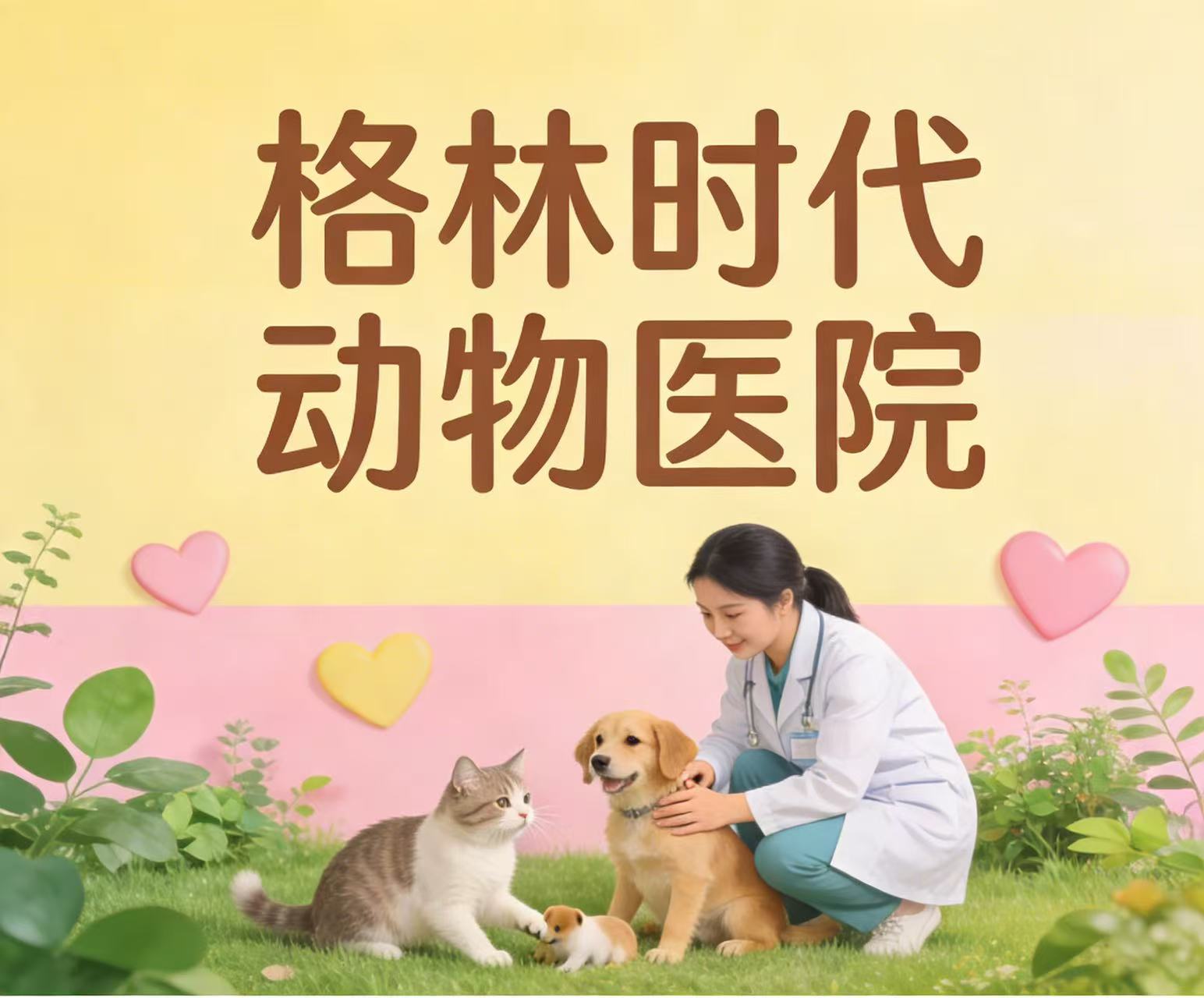 西安格林时代动物医院门头，莲湖猫专科宠物医院院内诊疗环境
